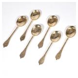 (6PC) IRISH VERMEIL SILVER TABLESPOONS | Dublin, six matching spoons with varying maker