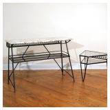 (2PC) MAURICIO TEMPESTINI FOR SALTERINI TABLES | Including a wrought iron tiered side table with gla