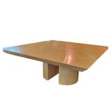 (ATTRIB) KARL SPRINGER DINING TABLE | Lacquered goatskin parchment, with square top over demilune su