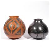 (2PC) 20TH C. SOUTHWEST POTTERY | Including a Mata Ortiz blackware pot, signed on the bottom, "Lucio