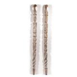 PAIR AFRICAN CARVED WOOD WALKING STICKS | Figural carvings, male and female. h. 39 in.