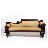 AMERICAN CLASSICAL SMALL SIZE RECAMIER | Probably Philadelphia origin, c. 1840, carved mahogany, cre