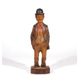 GERMAN CARVED WHISTLER AUTOMATON | A tramp/hobo automaton with a moving head. h. 13.5 w. 5 d. 3 in.