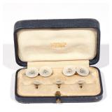 14K TIFFANY DIAMOND & MOTHER OF PEARL DRESSING SET | Tiffany & Co., designed as dished circular moth