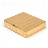18K GOLD CIGARETTE BOX | Engine turned two-tone gold with striped pattern, signed 750 with French ea
