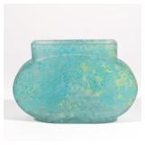 DAUM NANCY FRENCH CAMEO GLASS VASE | Circa 1900, blue and yellow art glass cameo vase, pillow-shaped