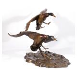 CLARK BRONSON (AMERICAN, B. 1936) | "Wings Against the Winds" (Mallards) Bronze. h. 18 w. 26 d. 21 i