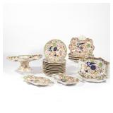 (24PC) MASON STONEWARE DINNERWARE | With black printed & impressed marks, including: a pedestal dish