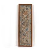 CHINESE SILK EMBROIDERY | Phoenix and frog among flowers, within a border. h. 21 w. 6-1/8 in. (sight