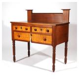 AMERICAN MAPLE & TIGER MAPLE DRESSING TABLE | Early 19th century, rectangular top with backsplash ov