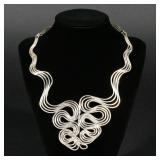 ABSTRACT STERLING SILVER NECKLACE | Handmade, no apparent markings, fits like a 15 inch necklace wit