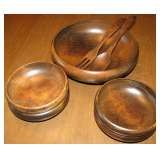 Mid Century Wooden Salad Bowl Set