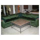 Green Sectional Sofa by Bassett, Tile Top Coffee Table