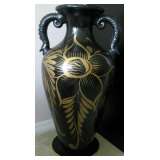 Large Black Tera Cotta Floor Vase Mexico