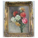 Signed Floral Oil On Canvas