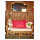 Wicker Loveseat & Mirror