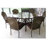 Large Glass Top Patio Table with 6 Chairs