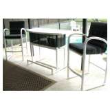 White PVC Patio Bar & Stool Set