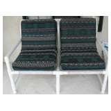 White PVC Patio Love Seat, Ottoman & End Table 