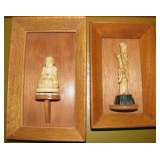 Framed Carved Ivory Figurines