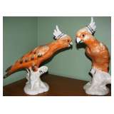 Pair  Ceramic Cockatoos, Italy