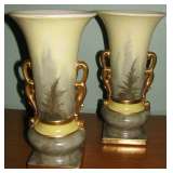 Pair Hand Pant Painted Vases from WW11