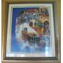 Large Framed Mediterranean Village Seascape Print