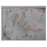 "Nude Group" by Gertrude Schweitzer 29" x 21" Pencil Etching with color