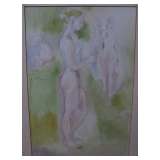 Artist Signed, Gertrude Schweitzer "Full Standing Nude" Watercolor & Pencil 21" x 15"