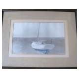 1950 ANDREW WYETH meryman print BELOW DOVER sailboat 23" x 16 3/4" Framed