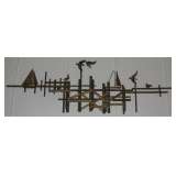 Signed CURTIS JERE Brass Sailboats/Birds/Dock Wall Sculpture EAMES ERA 