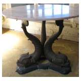 Mid Century Italian Marble Top Bronze Dolphin Table 