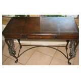 Hollywood Regency Leather Top Swan Leg Table