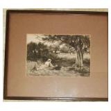 John Fullwood: "The Minnow Catcher" Orig. Etching, 1920