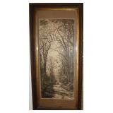 Antique 1883 Etching By Fred Slocombe Wood Frame
