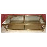 Hollywood Regency Glass Top Coffee Table