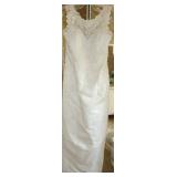 Beautiful White Floral Beaded Wedding Gown Dress with Train & Veil from David
