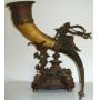 Antique Art Nouveau Bronze Cattle Horn Sculpture