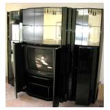 Mirrored Black Wood Entertainment Center