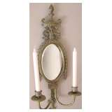 Vintage Mirrored Brass Double Wall Sconce