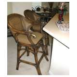 Pair of Wicker Rattan Bar Stools