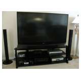 Mitsubishi Flat Screen TV W/Stand, Yamaha Speaker System, Yamaha Sound Receiver HTR-6050