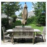 Double Bench, Chairs Outdoor Dining Table Set