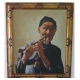 Old Chinese Man Oil Painting by Four Moon