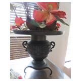 Two Piece Japanese Bronze Flower Vase
