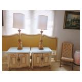 French Provincial Headboard With Matching Nightstands