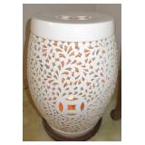 Vintage Asian Oriental Pierced Ceramic Blanc De Chine Floor Lamp 