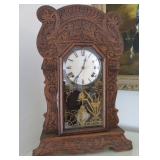 Antique Wood Parlor Mantel Clock 
