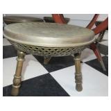 Etched Brass Peacock Stool Foot Warmer 