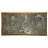 Large Primitive Bali Balinese Folk Art Painting on Canvas Signed